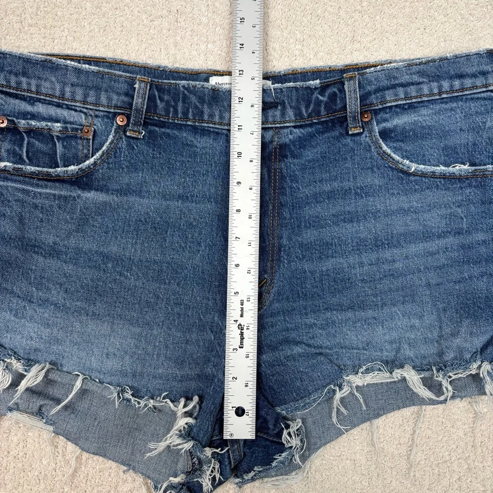 Abercrombie & Fitch Shorts 33‎ Blue The Mom Short High Rise Distressed Cutoff